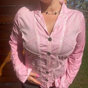 Fun Crisca Pink Button-Up Blouse